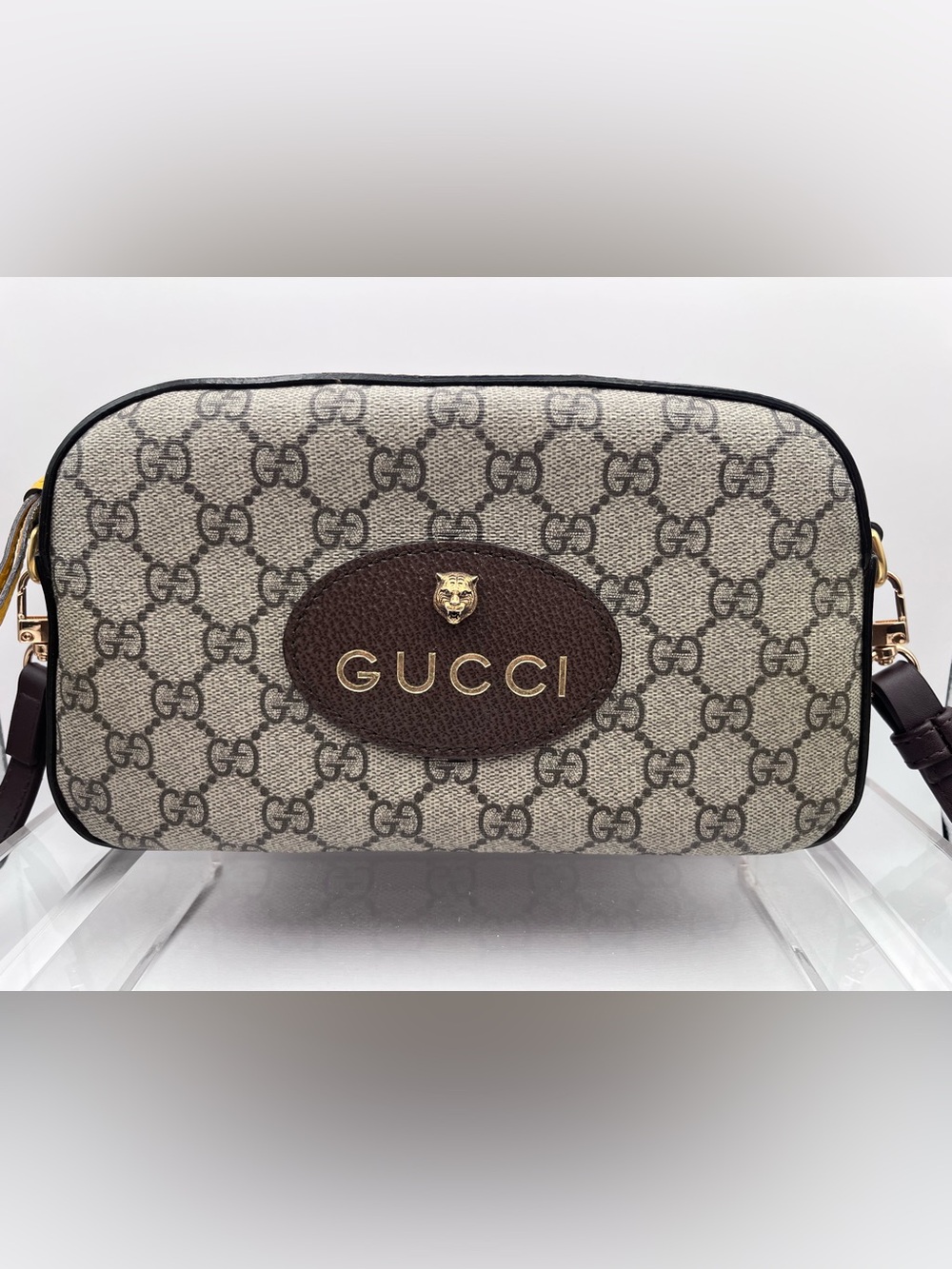 Authentic Gucci Neo Camera Bag Crossbody in Brown and Beige